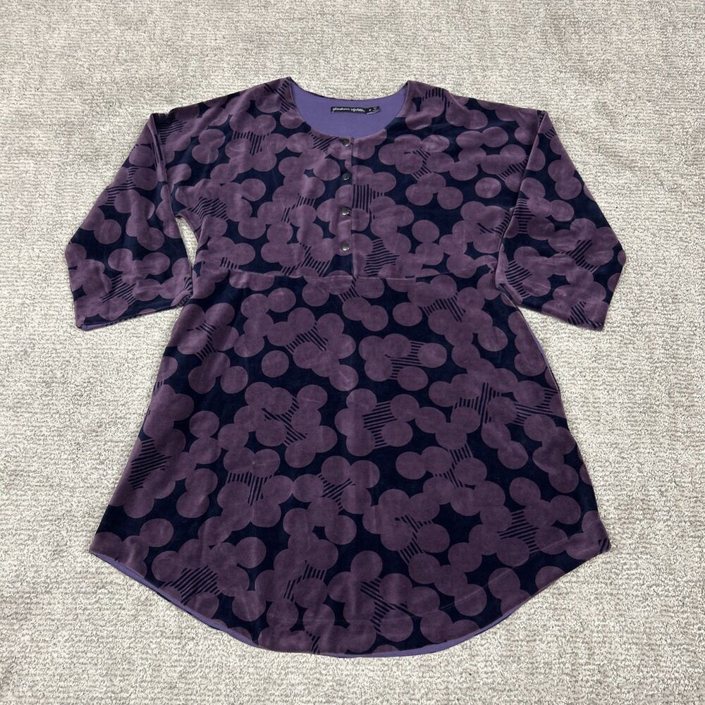 Gudrun Sjoden Dress Womens Medium Organic Cotton Velvet Purple Velour Pockets